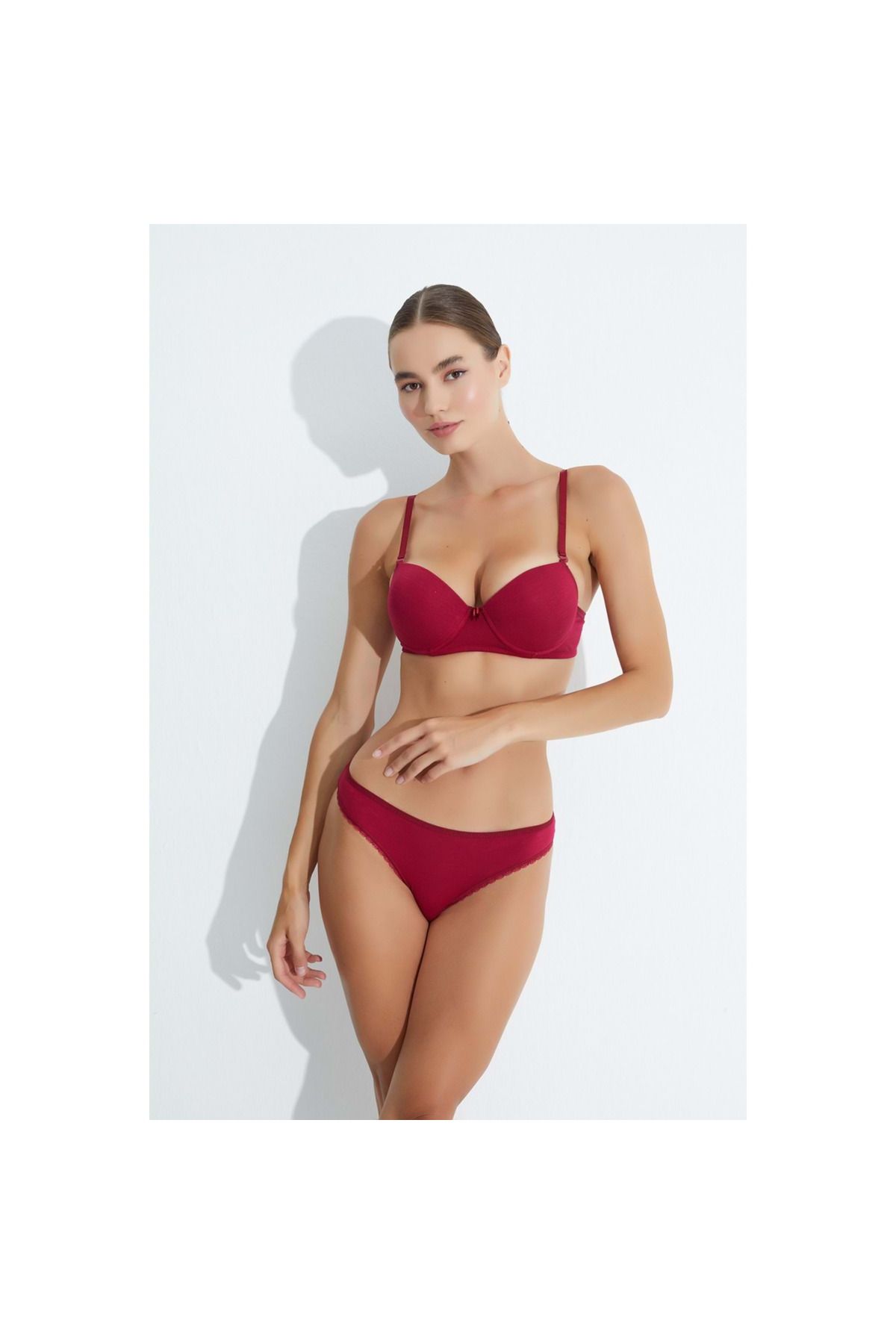 MORRO DESTEKLİ BÜSTİYER VE KÜLOT TAKIMI 6201 BORDO