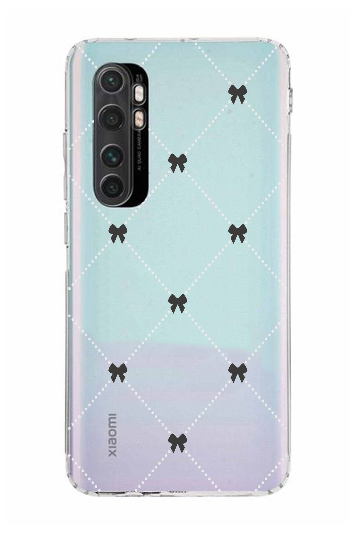 moonset Xiaomi Mi Note 10 Lite Uyumlu Kurdeleler Tasarımlı Baskılı Şeffaf Telefon Kılıfı