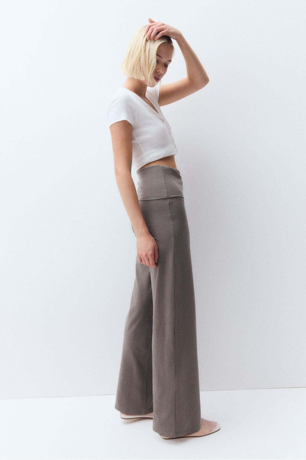 H&M-Foldover-waist Jersey Trousers 5