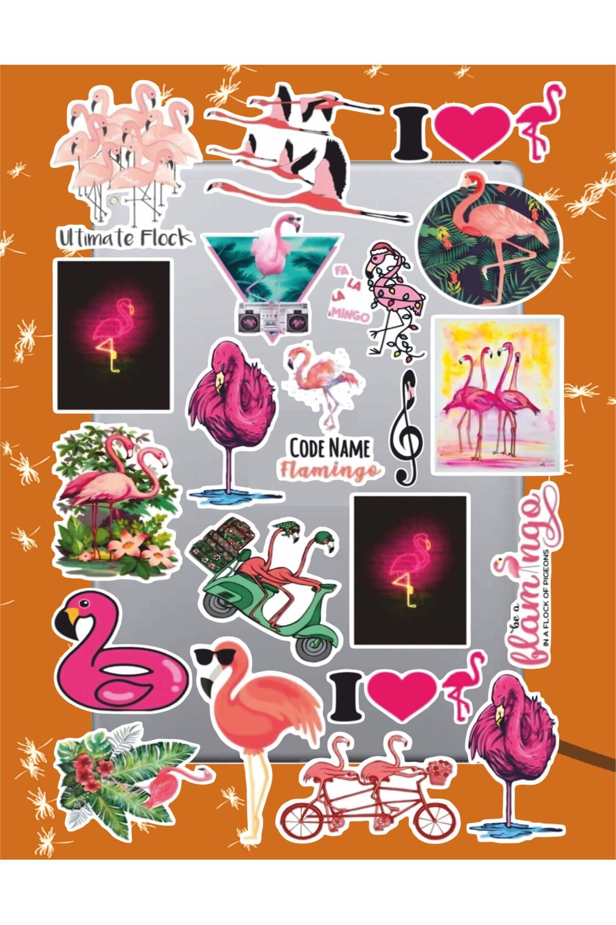 hediyenebak Flamingo Sticker Seti | Laptop Ajanda PC Tablet Telefon Defter Etiket Bullet Journal