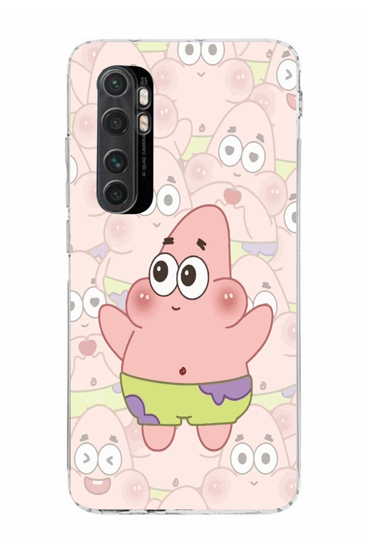 moonset Xiaomi Mi Note 10 Lite Uyumlu Patrick Tasarımlı Baskılı Şeffaf Telefon Kılıfı