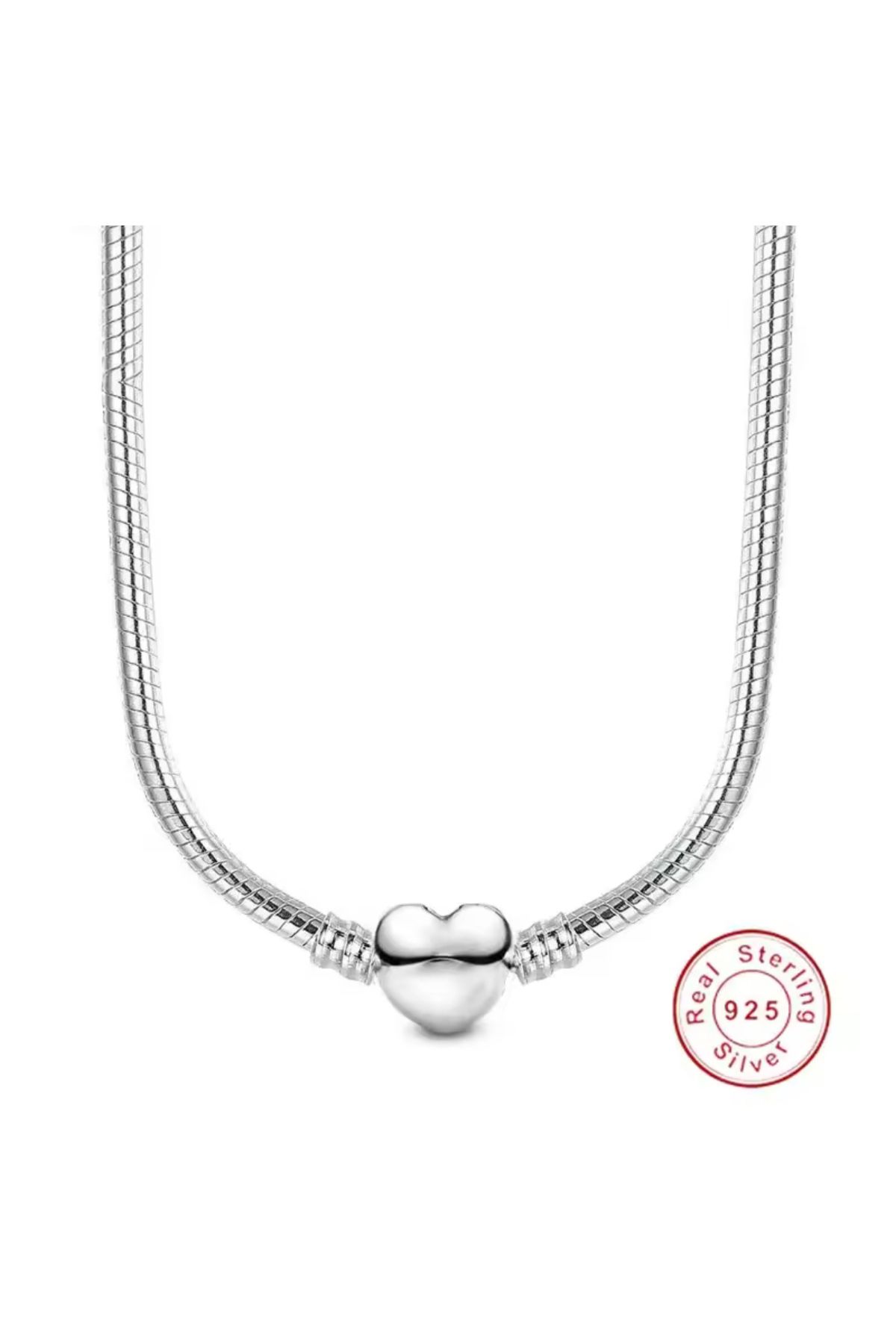Hector&Co. Jewellery Gümüş Kalp Klipsli Yılan Zincirli Kolye