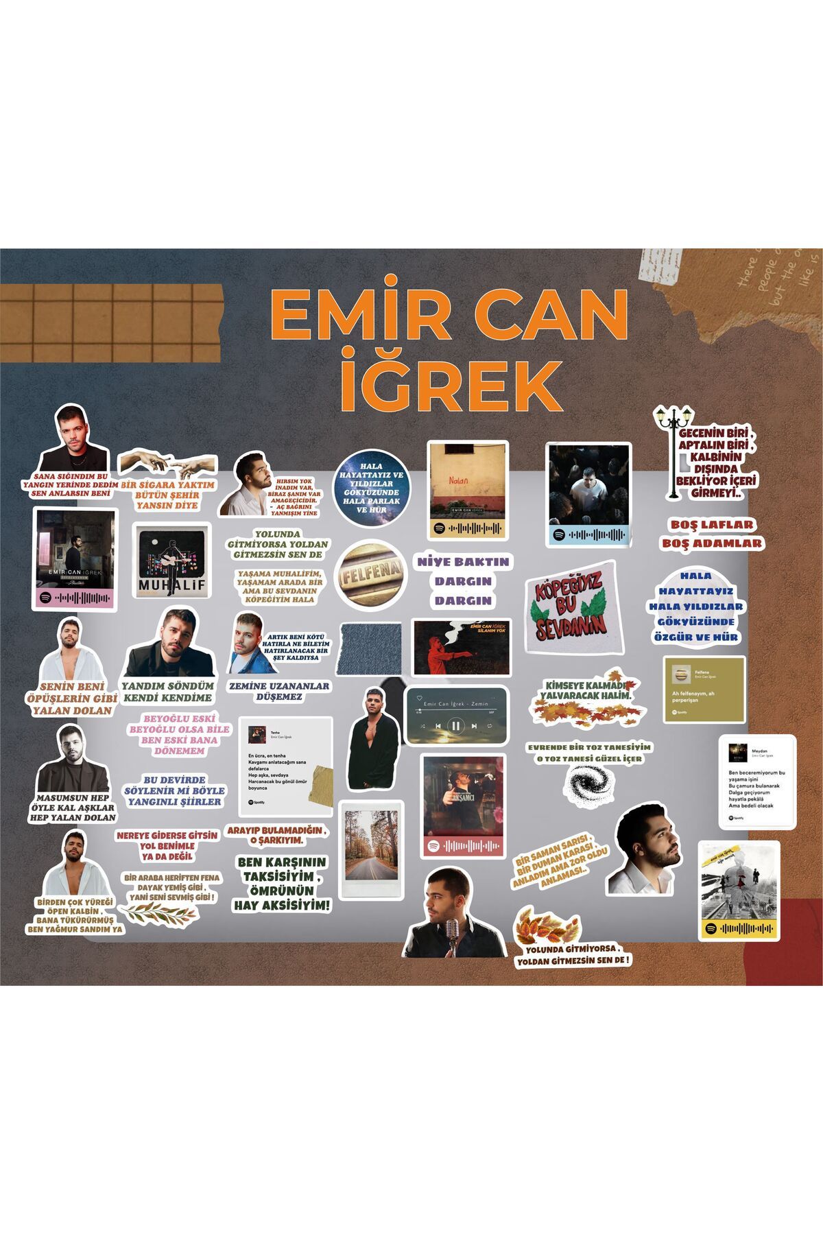 hediyenebak Emir Can İğrek Seri 1 Sticker Seti | Laptop Ajanda PC Tablet Telefon Defter Etiket Bullet Journal