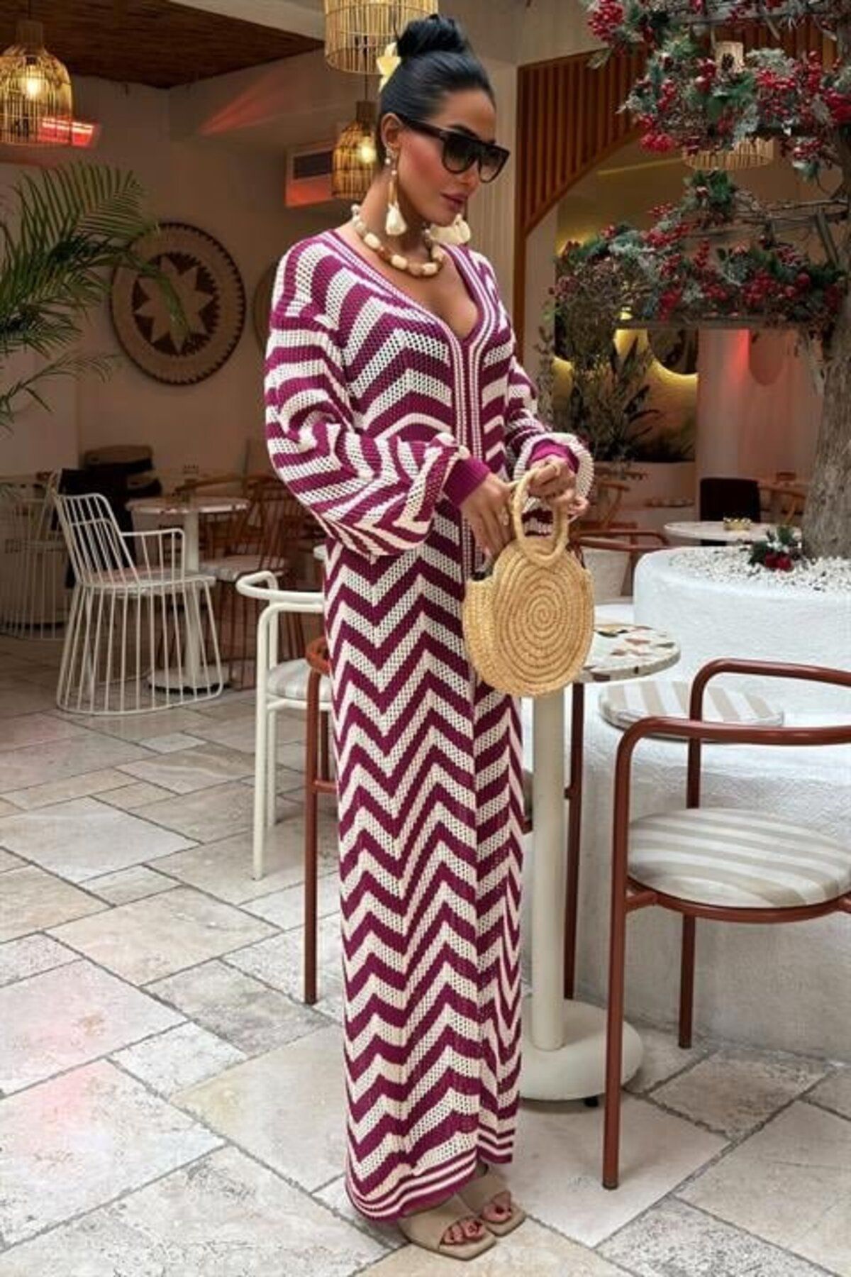 velmorafashion Yırtmaç Detaylı Triko Elbise 2855
