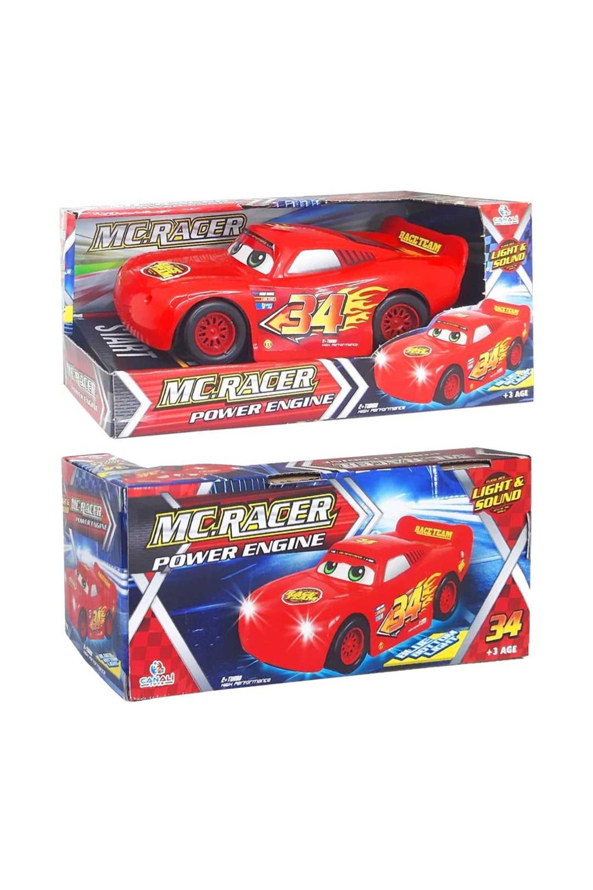 Can Ali Toys SÜRTMELİ ARABA CNL-1914A ŞİMŞEK MQUEEN MC RACER POWER ENGİNE IŞIKLI SESLİ PİLLİ 3+
