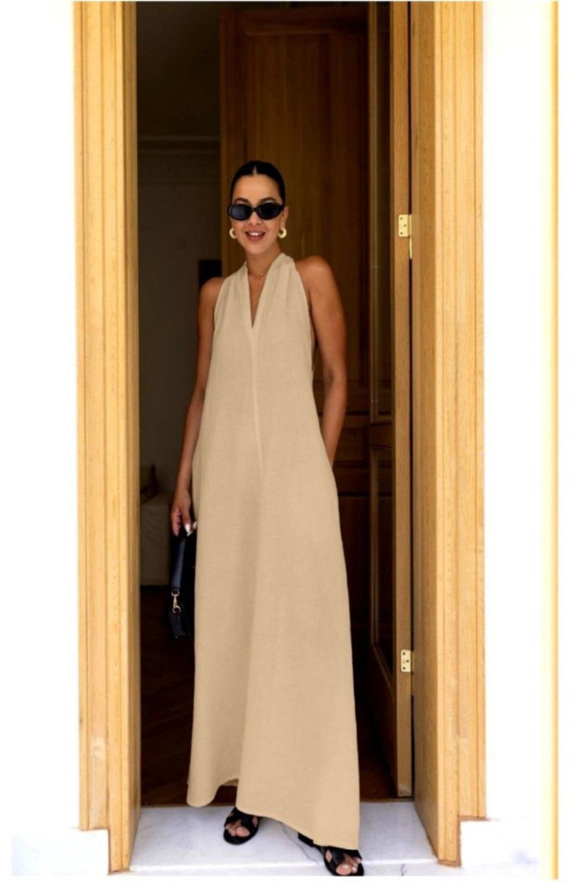 velmorafashion V Yaka Paraşüt Elbise