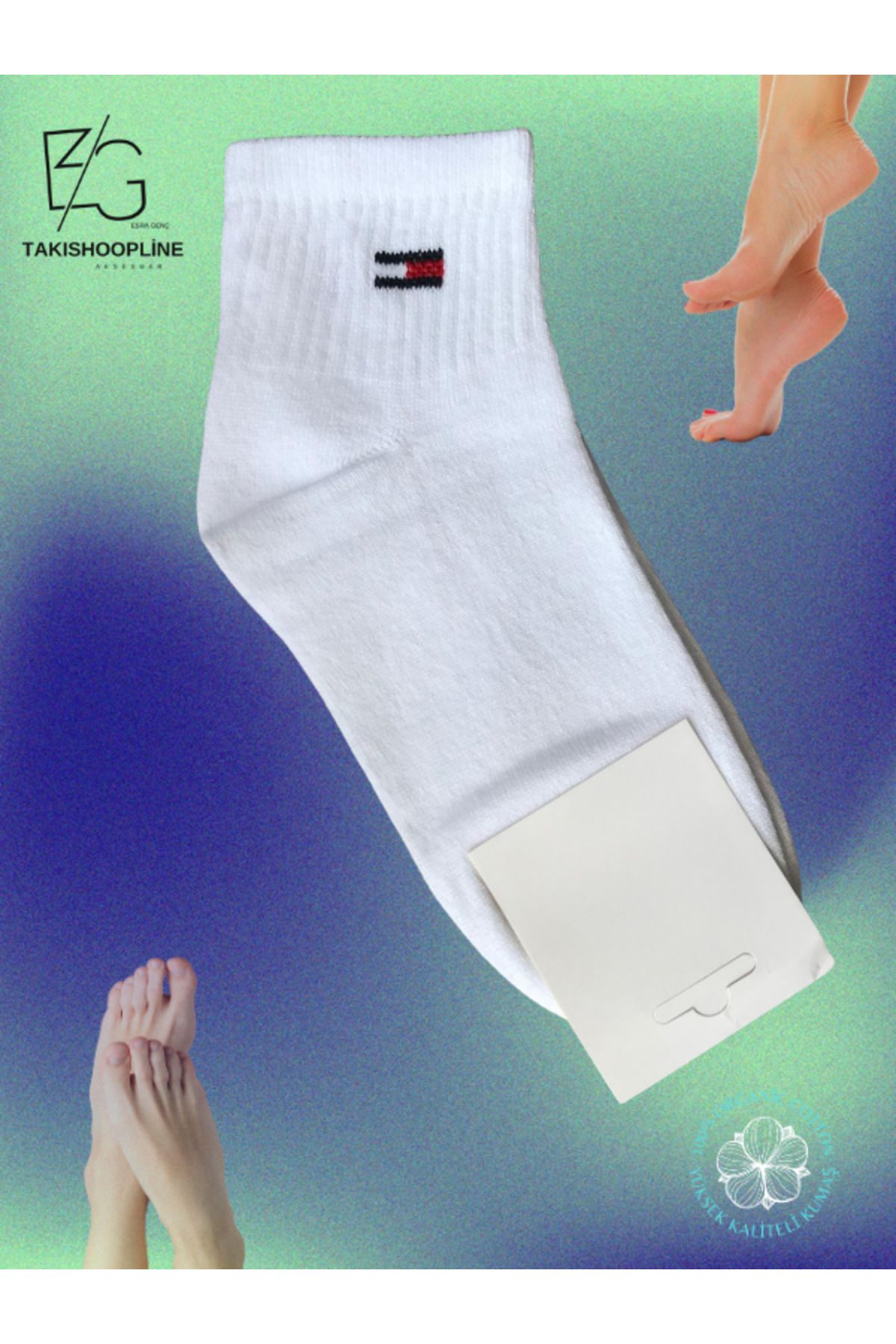 Takıshoopline nisex Babet Çorap %100 Cotton