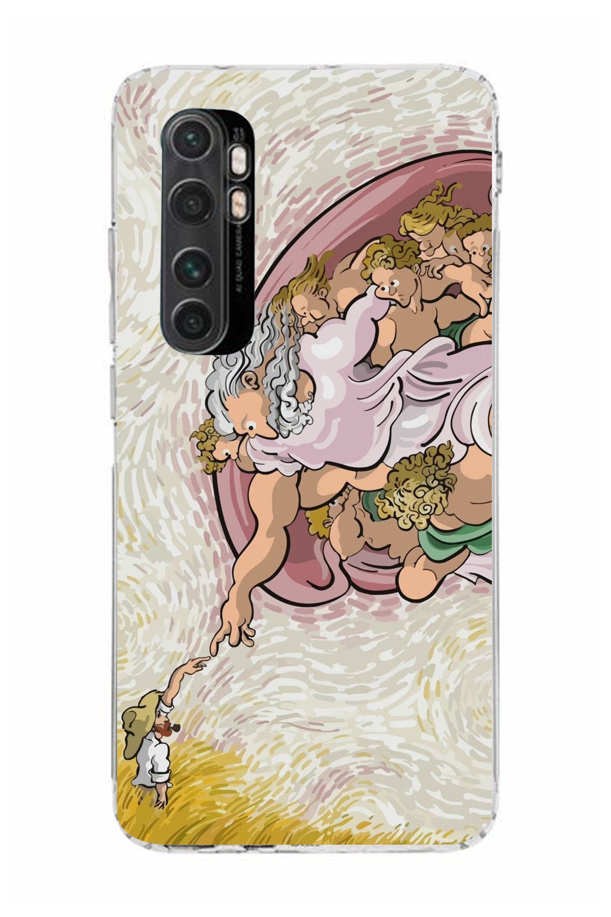 moonset Xiaomi Mi Note 10 Lite Uyumlu Van Gogh Tasarımlı Baskılı Şeffaf Telefon Kılıfı