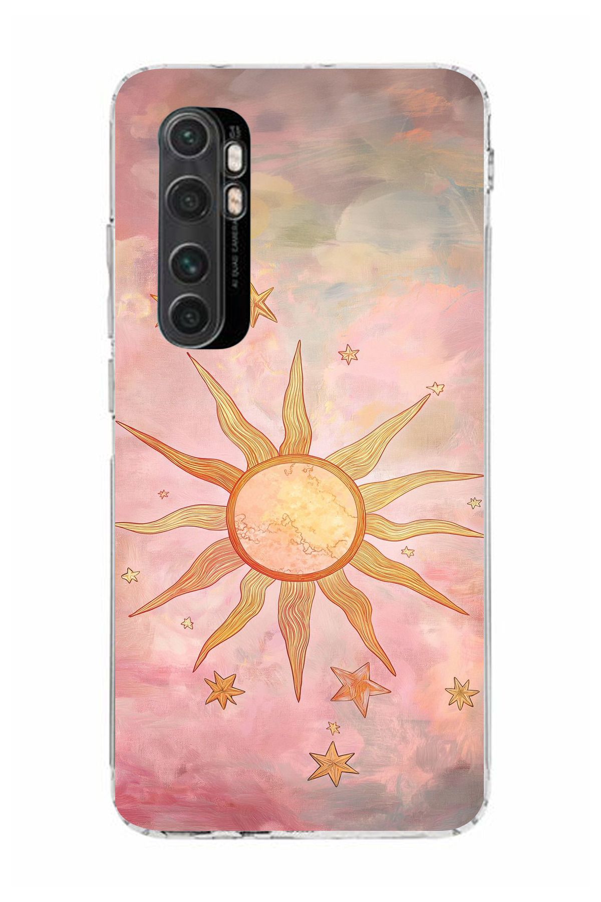 moonset Xiaomi Mi Note 10 Lite Uyumlu Güneş Tasarımlı Baskılı Şeffaf Telefon Kılıfı