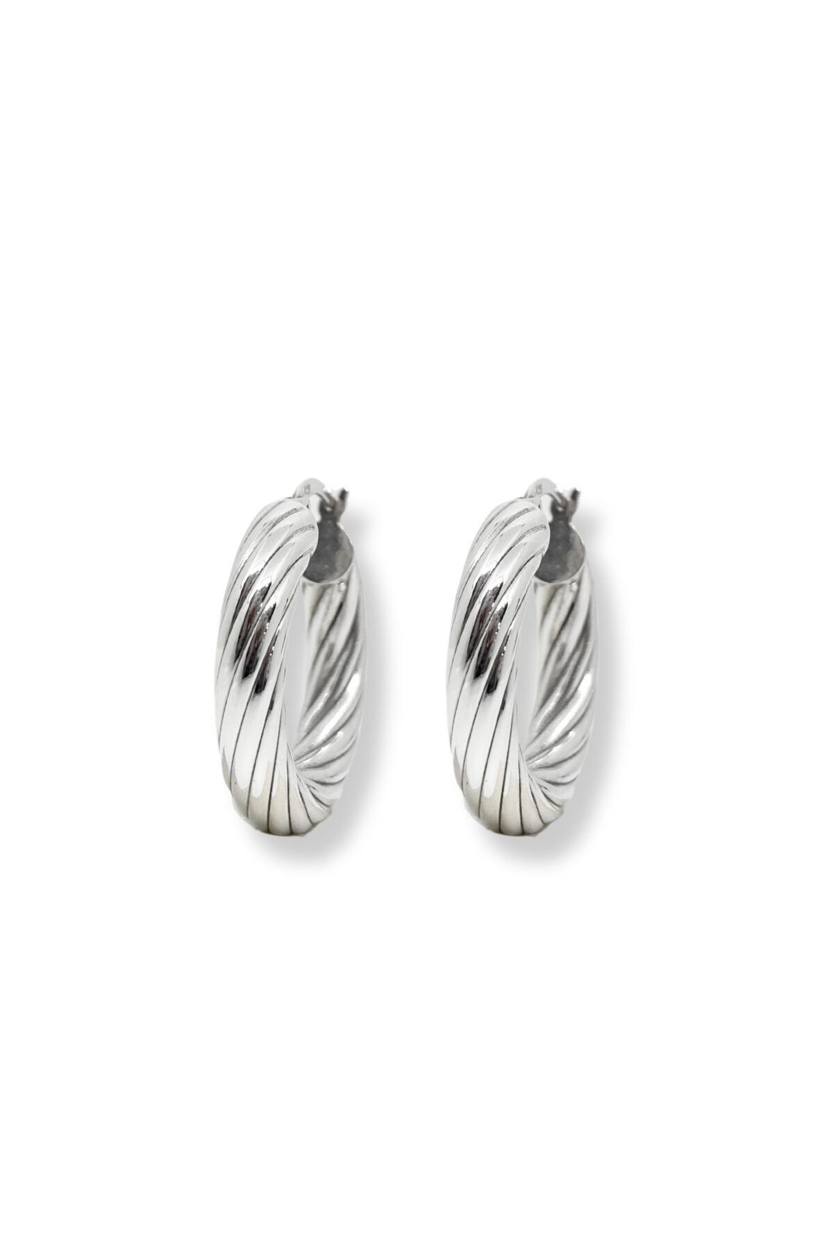 oya silver Kalın Burgu Gümüş Halka Küpe 2.5x2.5CM