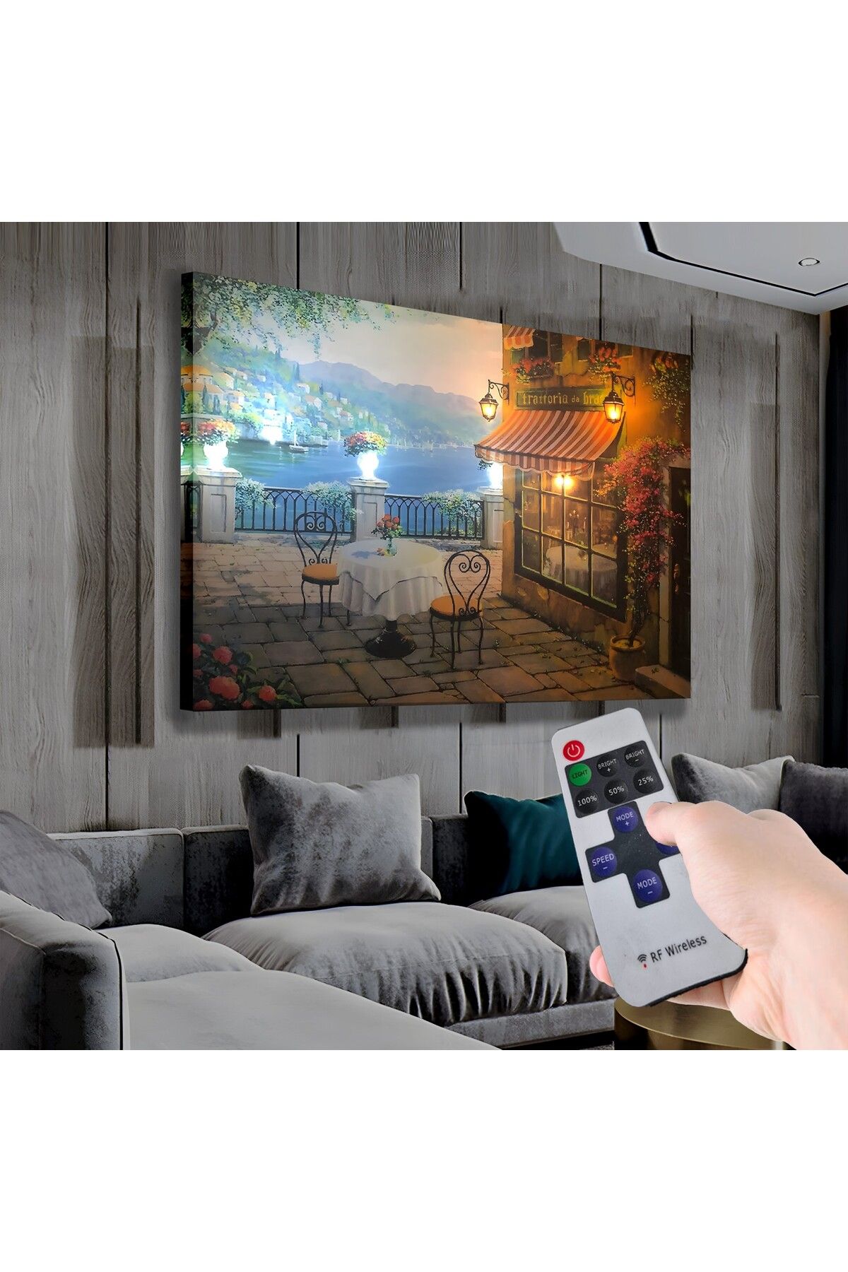 EMYA HOME Led Işıklı Uzaktan Kumandalı Manzara Kanvas Tablo