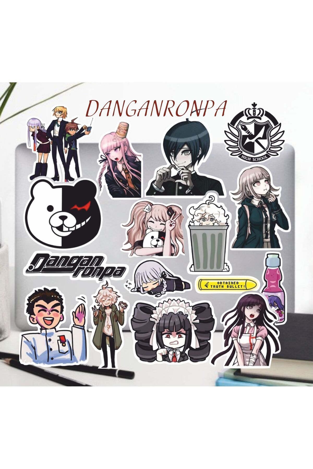 hediyenebak Danganronpa Sticker Seti | Laptop Ajanda PC Tablet Telefon Defter Etiket Bullet Journal