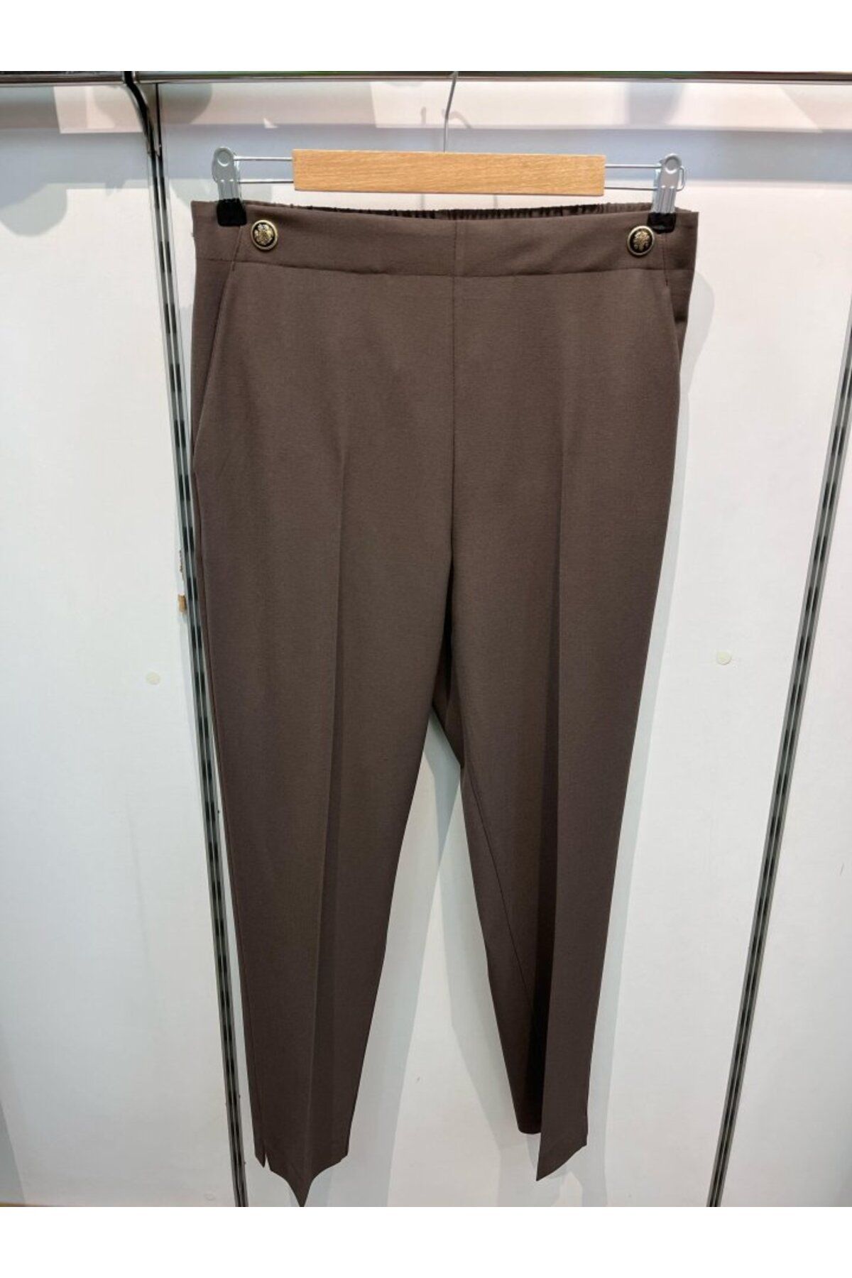 velmorafashion Dekoratif Düğmeli Arka Bel Lastikli Pantolon