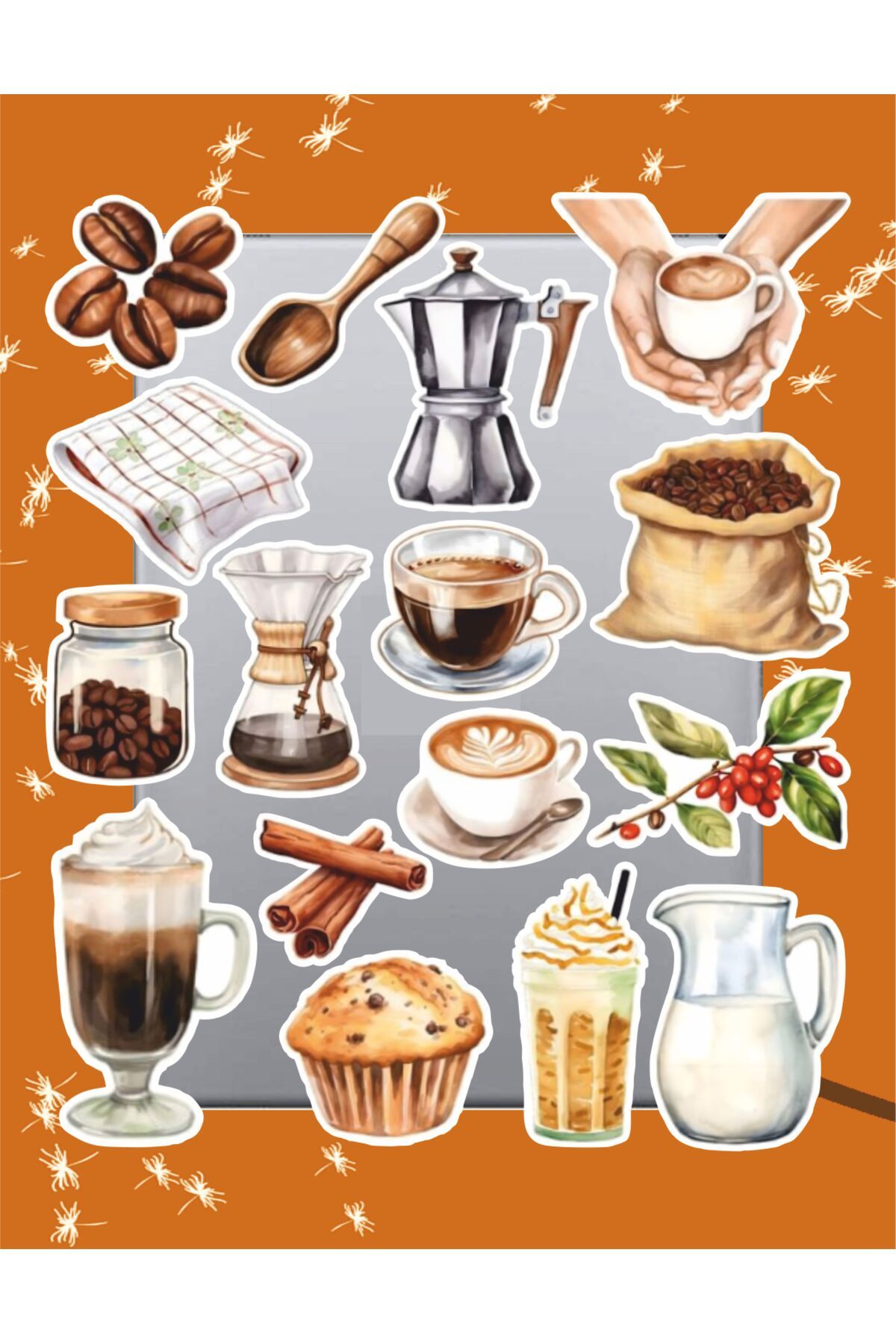hediyenebak Coffee Vintage Retro Sticker Seti | Laptop Ajanda PC Tablet Telefon Defter Etiket Bullet Journal