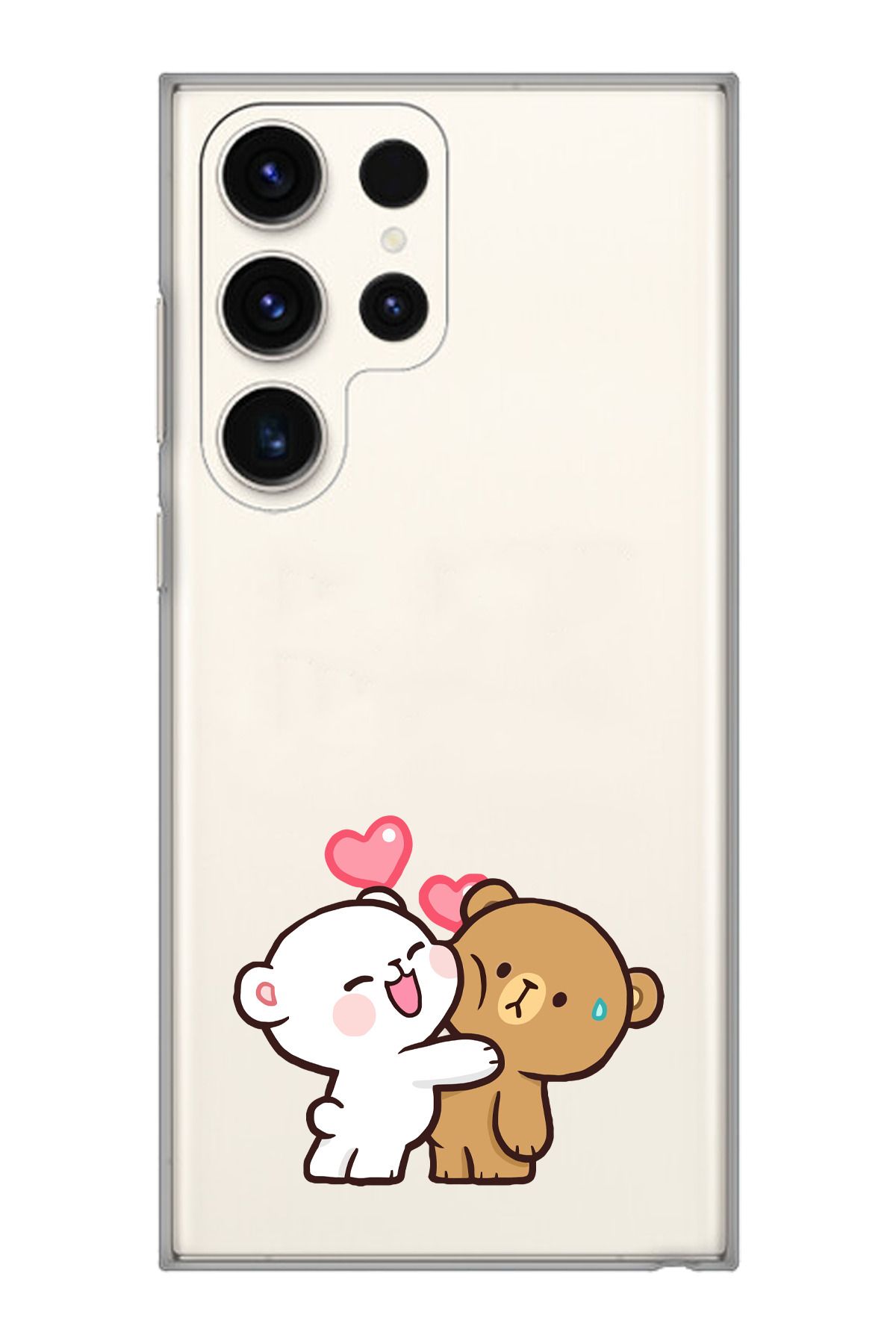 moonset Samsung Galaxy S24 Ultra Uyumlu Sevimli Ayıcıklar Tasarımlı Baskılı Şeffaf Telefon Kılıfı