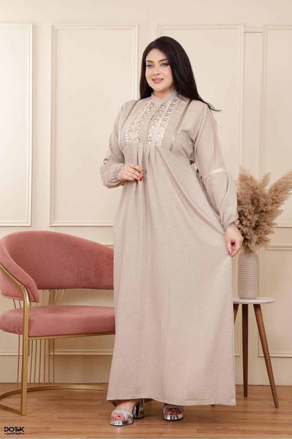 Generies-Linen abaya made of light and comfortable linen material with an elegant and modern design, ideal for everyday use 1