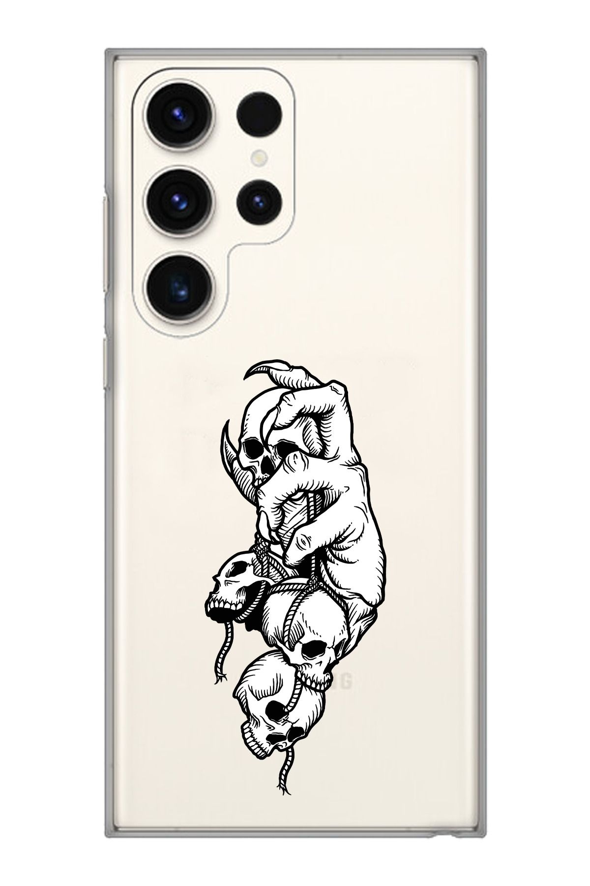 moonset Samsung Galaxy S23 Ultra Uyumlu Kuru Kafa Tasarımlı Baskılı Şeffaf Telefon Kılıfı