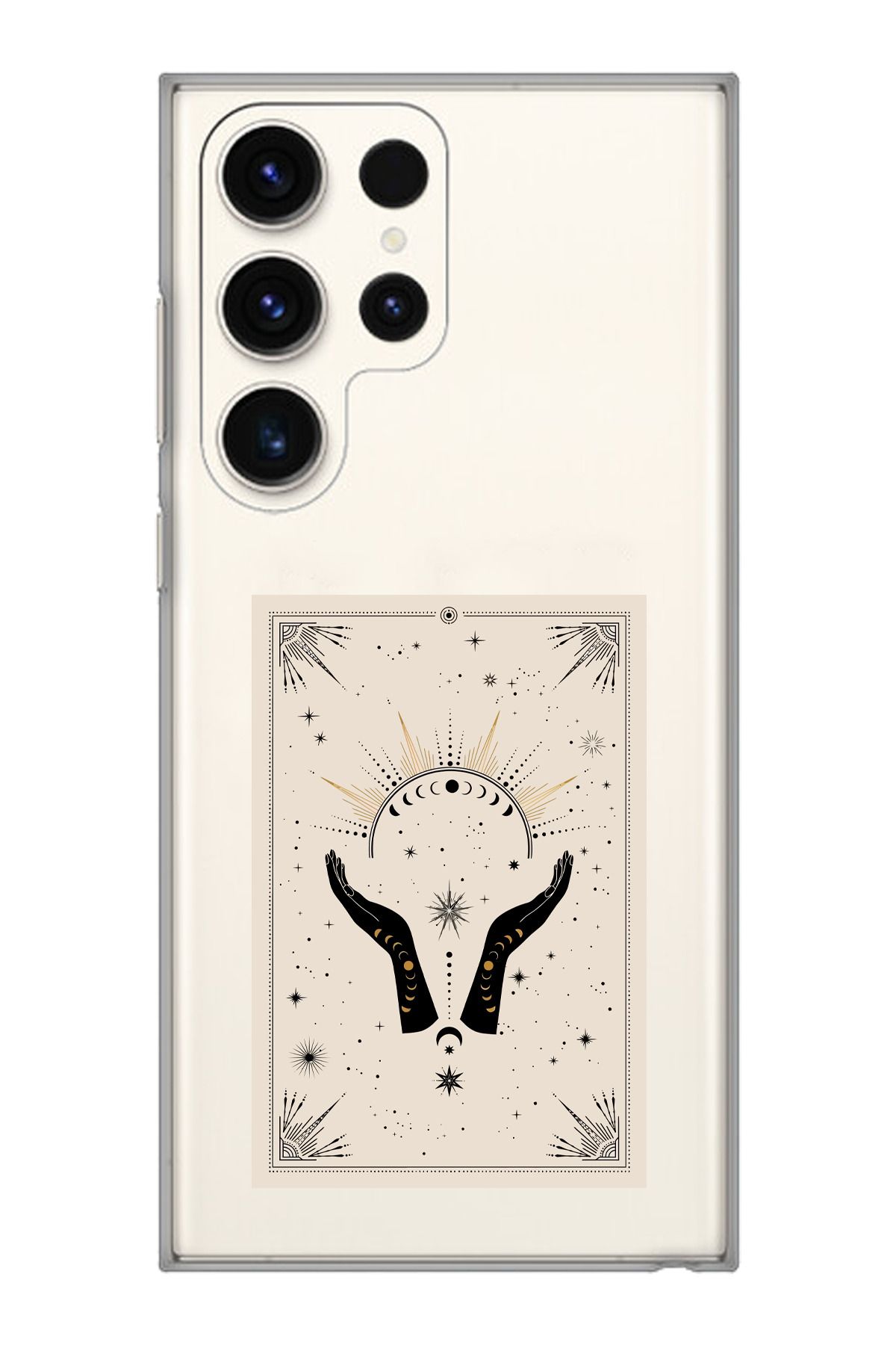 moonset Samsung Galaxy S22 Ultra Uyumlu Eller Tasarımlı Baskılı Şeffaf Telefon Kılıfı
