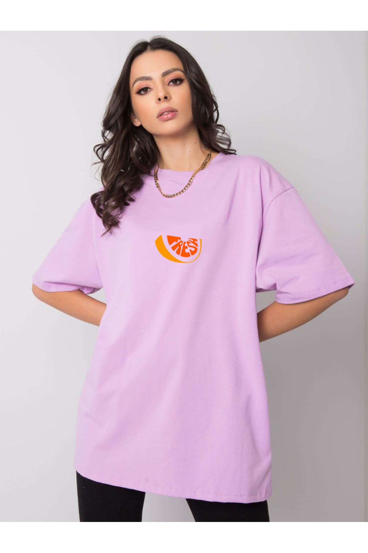 SEL WEAR Kadın yazlık pamuklu kumaş (FRESH) baskılı oversize t-shirt