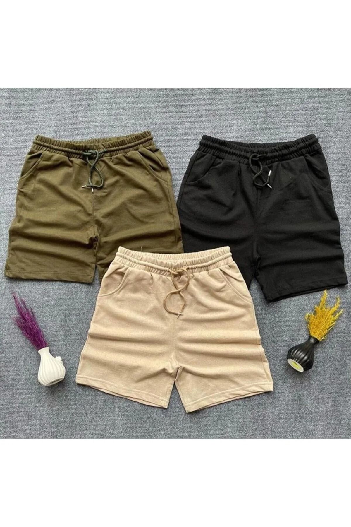 LEYEL Moda Erkek Penye 3'li Penye Bermuda Şort Ünisex