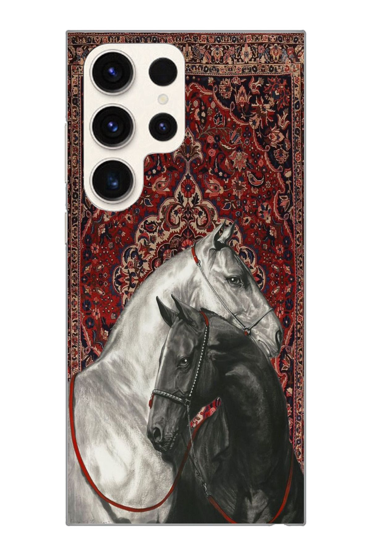 moonset Samsung Galaxy S23 Ultra Uyumlu Atlar Tasarımlı Baskılı Şeffaf Telefon Kılıfı