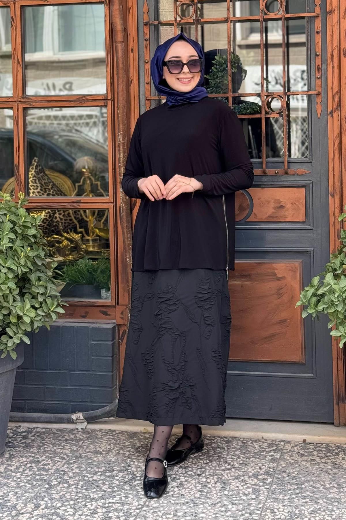 Nurcan Çetin Etekli Takım 25456 Siyah