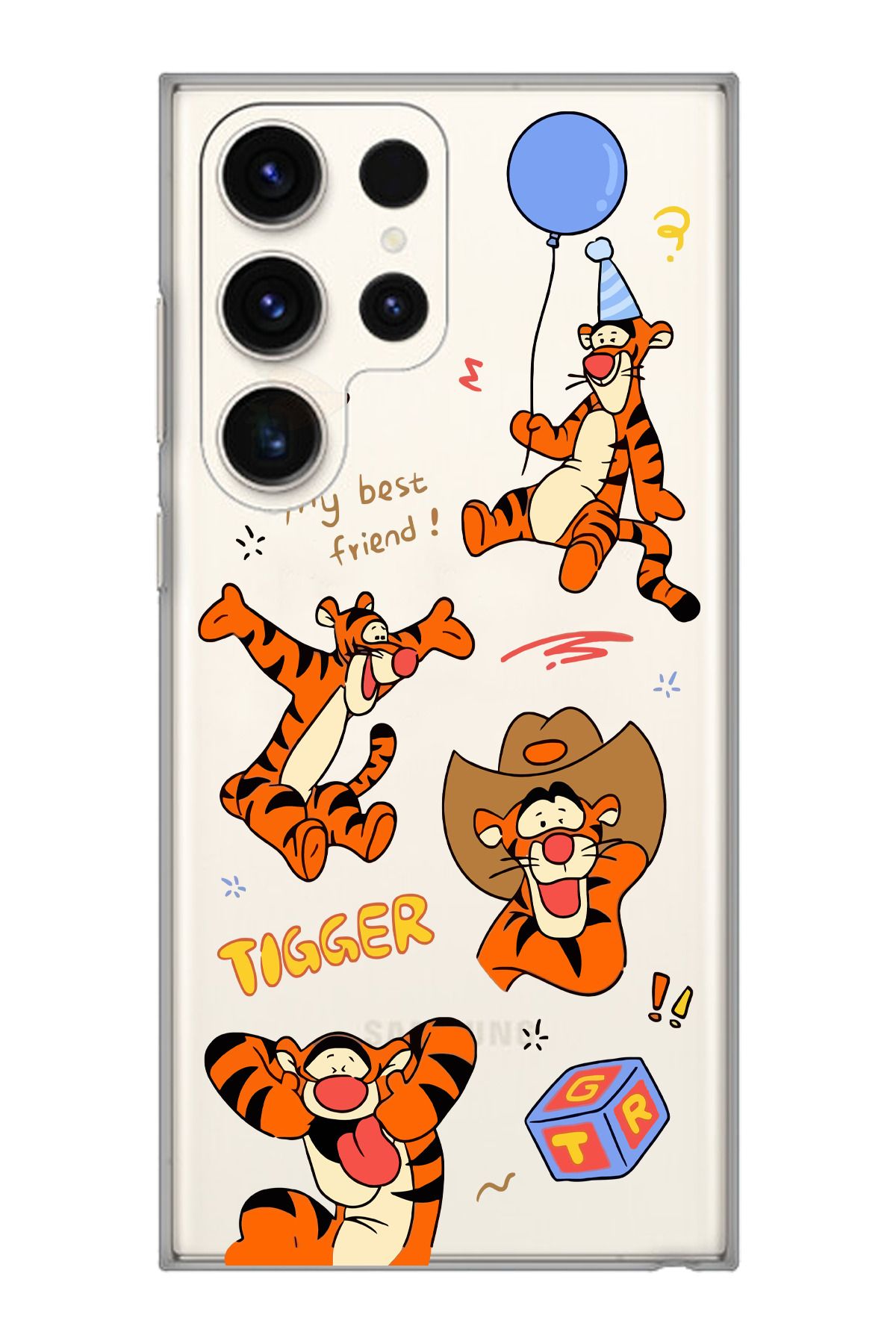 moonset Samsung Galaxy S25 Ultra Uyumlu Tigger Tasarımlı Baskılı Şeffaf Telefon Kılıfı