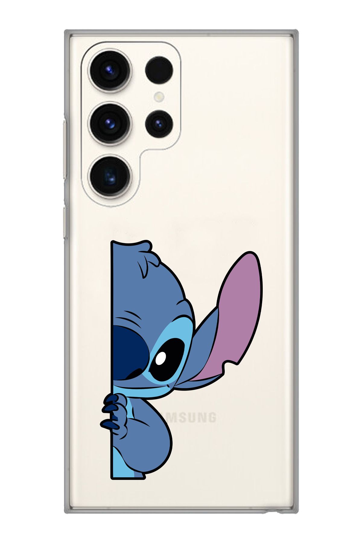 moonset Samsung Galaxy S22 Ultra Uyumlu Stitch Tasarımlı Baskılı Şeffaf Telefon Kılıfı