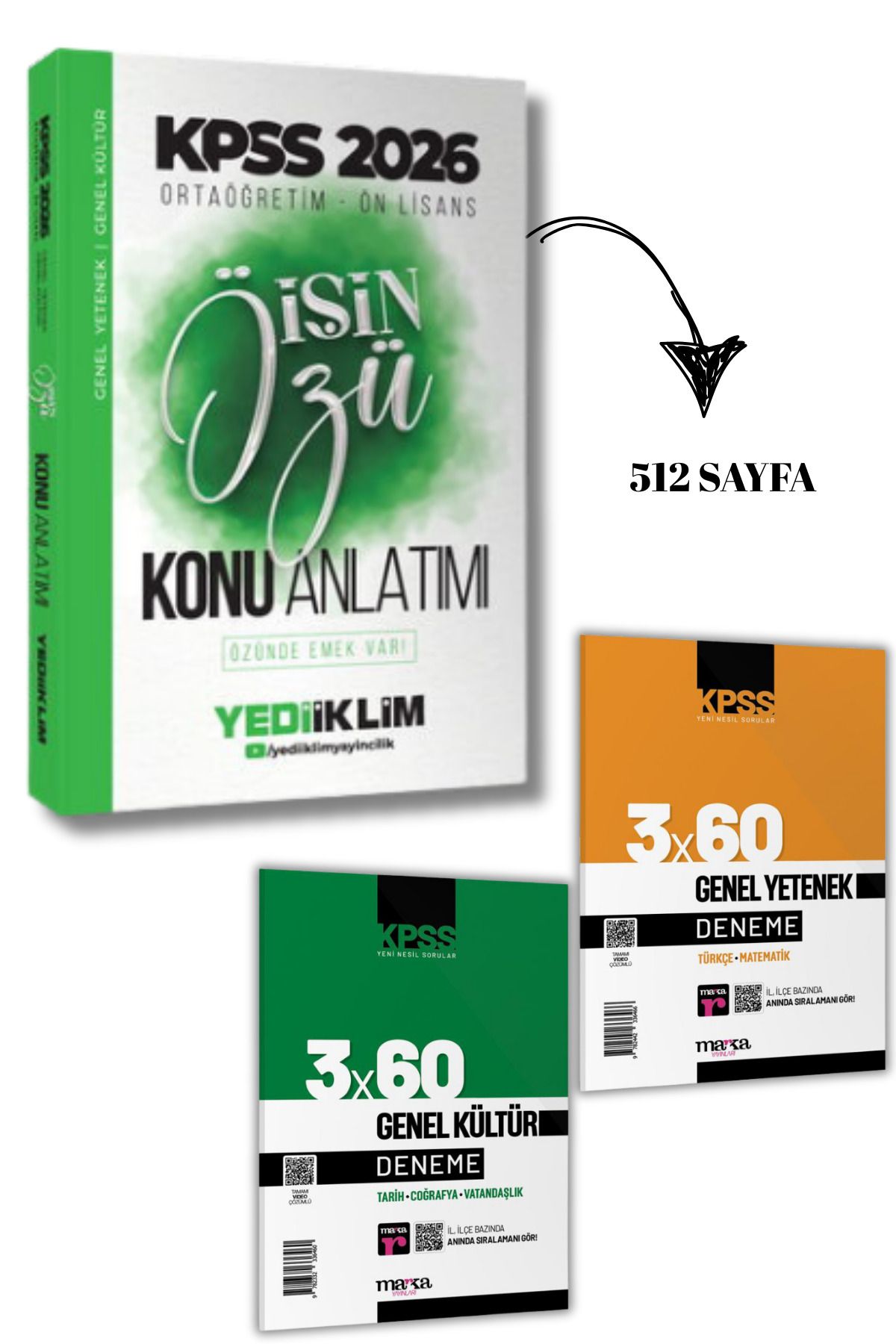 Yediiklim Yayınları 2026 Kpss Ortaöğretim Önlisans İŞİN ÖZÜ Tek Kitap Tamamı Renkli Konu Anlatımı ve GYGK Denemeler