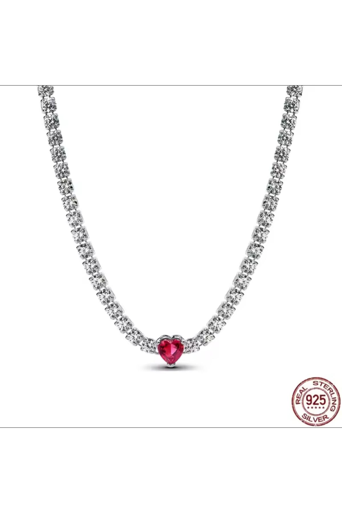 Hector&Co. Jewellery Gümüş Hale Kırmızı Kalp Choker Kolye