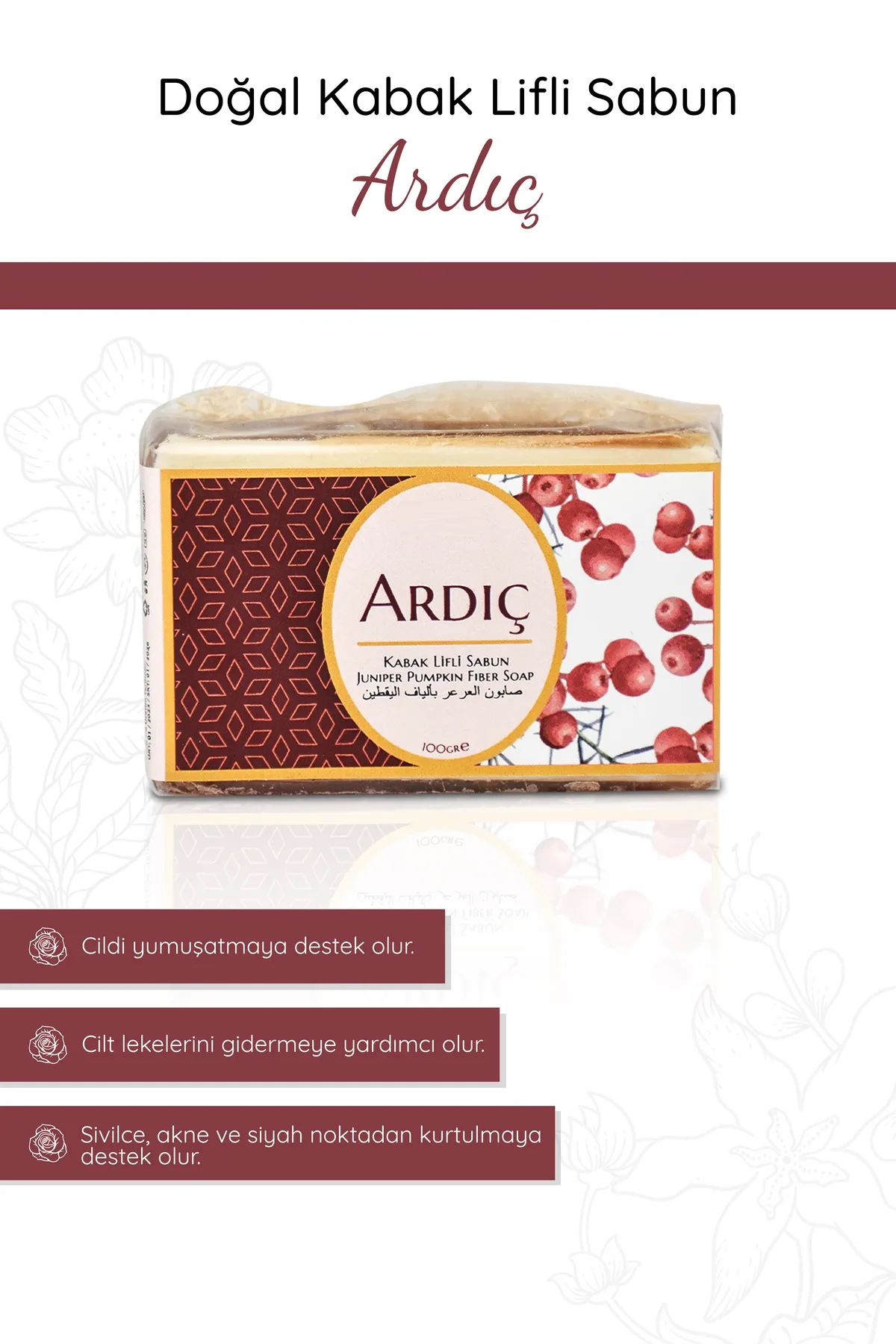 Hyd Doğal Kabak Lifli Ardıç Sabunu Daha Yumuşak Ciltler İçin Peeling Sabun