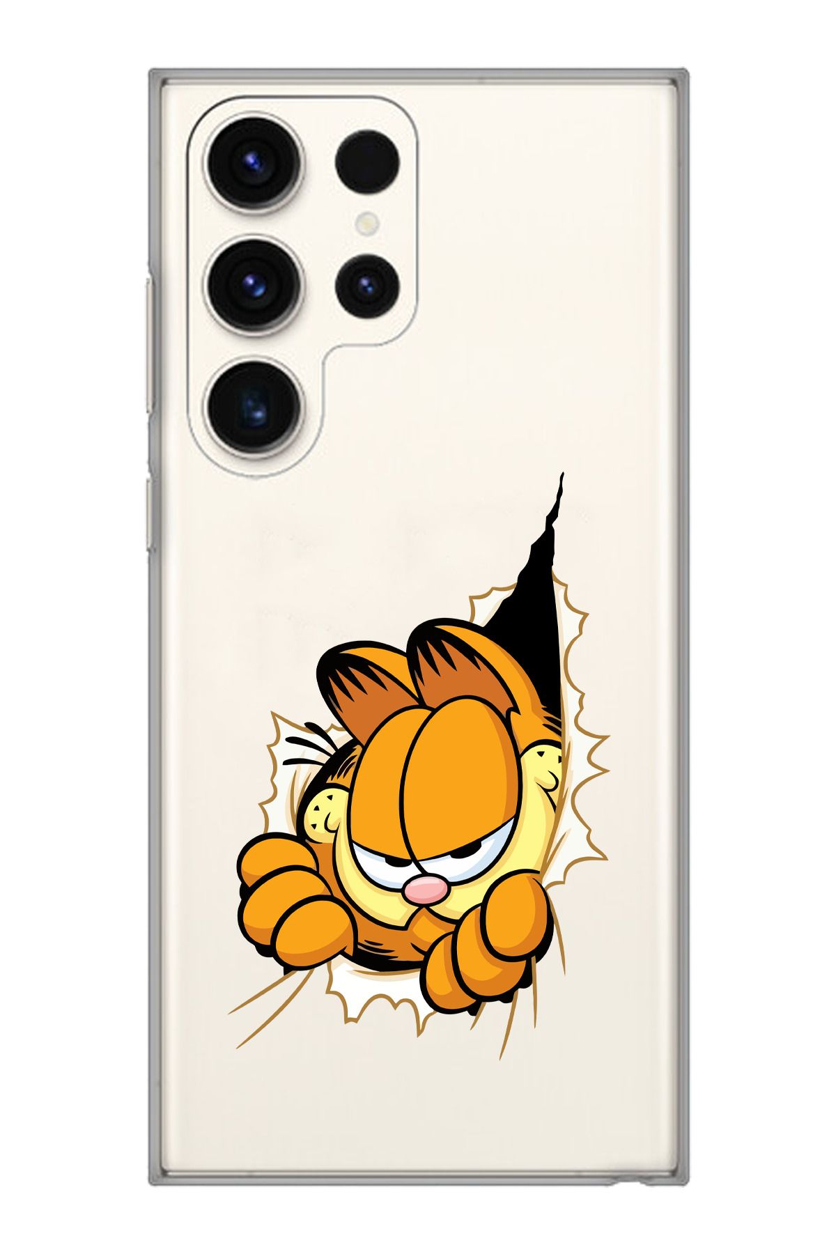 moonset Samsung Galaxy S22 Ultra Uyumlu Garfield Tasarımlı Baskılı Şeffaf Telefon Kılıfı