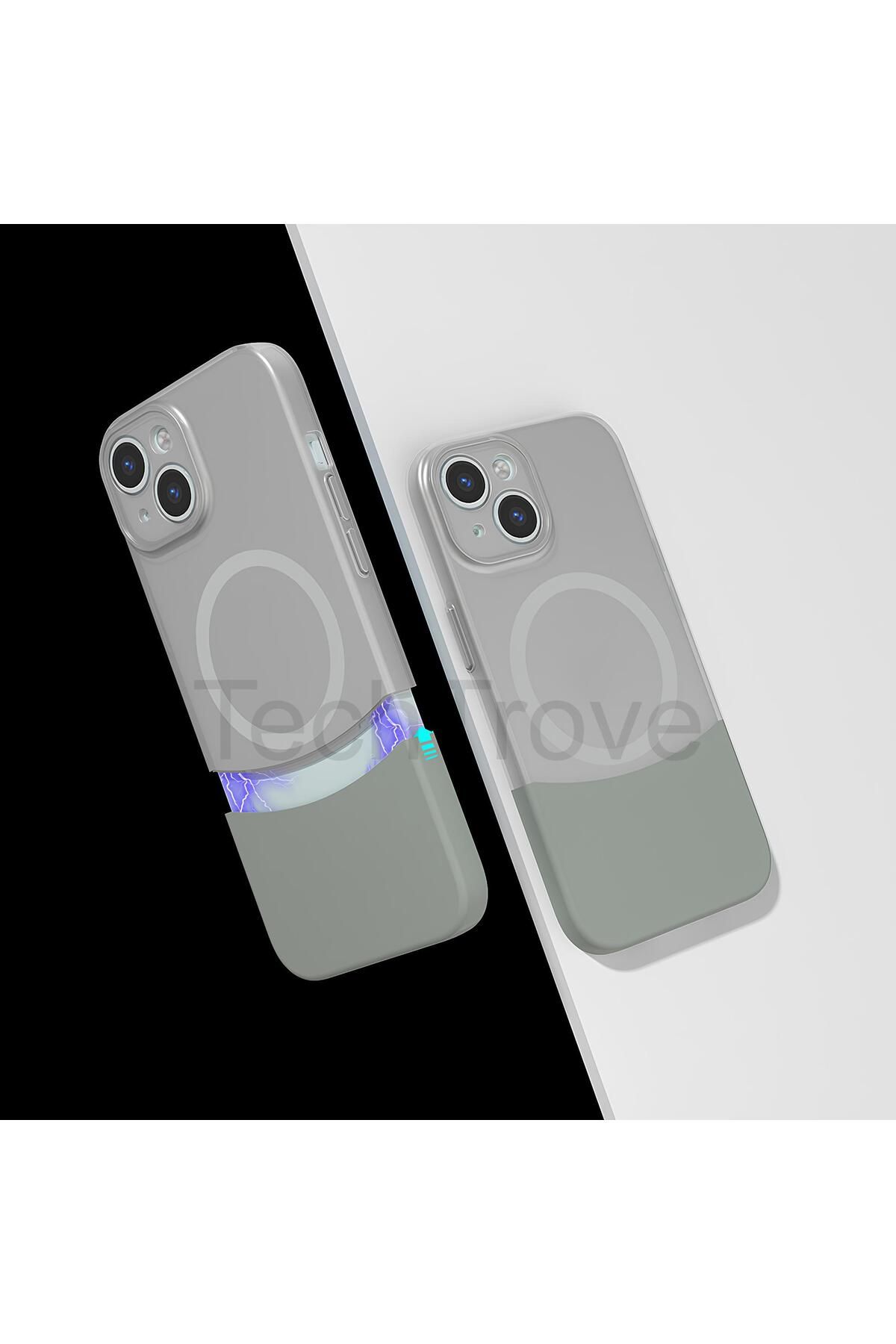 TechTrove Apple iPhone 13 Kılıf MagSafe Şarj Özellikli Mıknatıslı Çift Bölmeli Ultra İnce Lüks Kapak