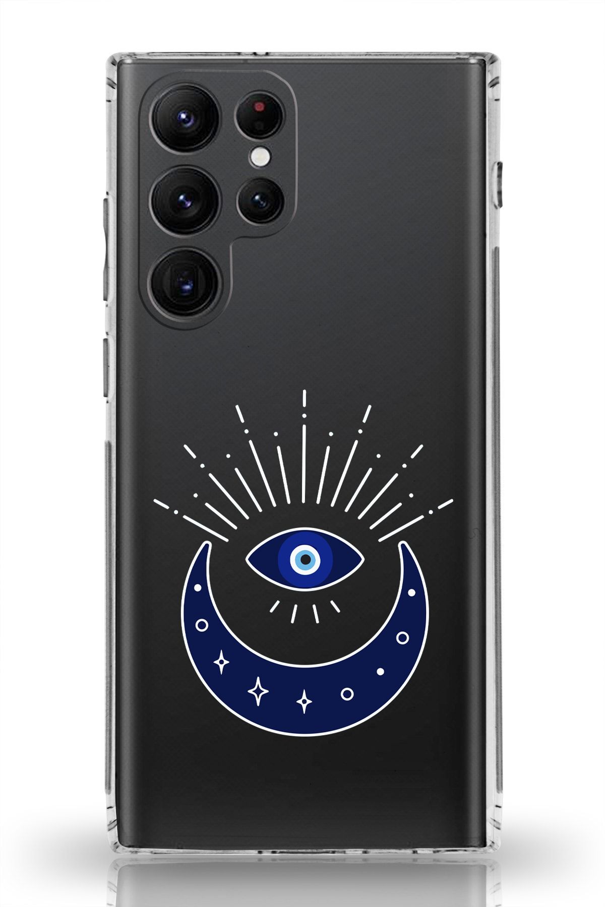 moonset Samsung Galaxy S22 Ultra Uyumlu Nazar Göz Tasarımlı Baskılı Şeffaf Telefon Kılıfı