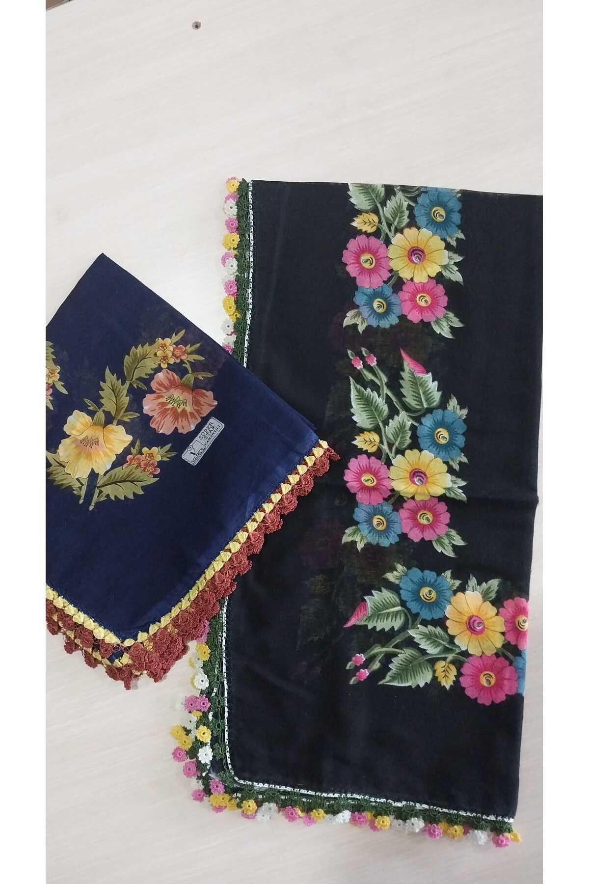 Papatyam El işi 2 Adet Tığ Oyalı Yazma/Tığ İşi Yazma/Vintage/Çeyizlik Yemeni/100x100/Pamuklu