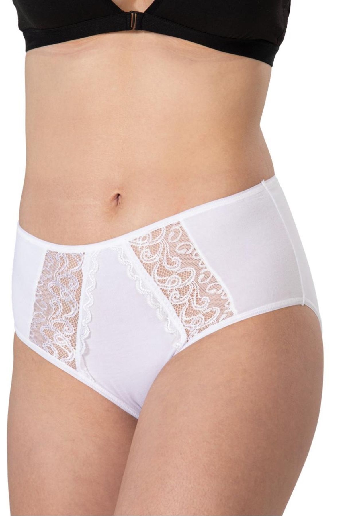 Nemere BEYAZ MI Emay 1445 Modal Cotton Yüksekbel Dantelli Külot