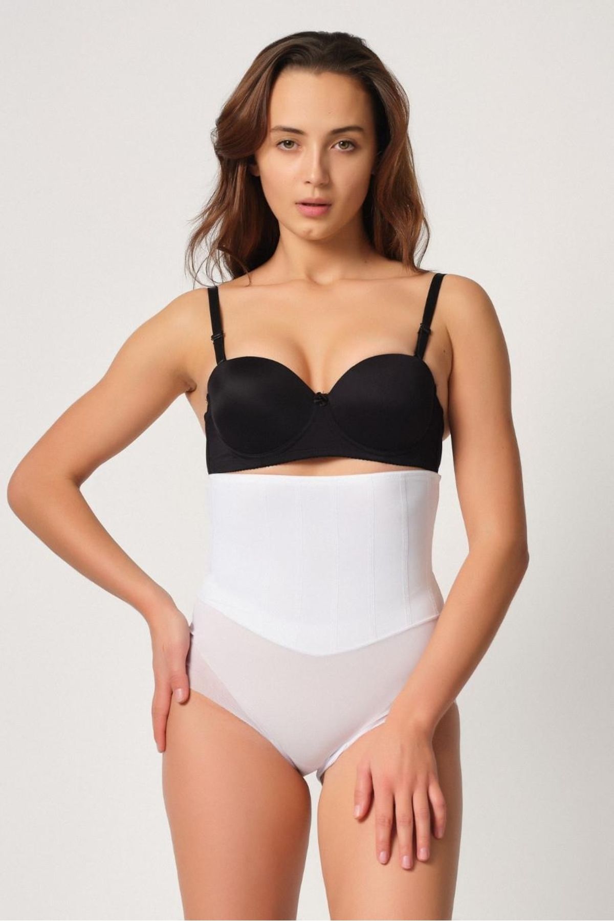 Nemere BEYAZ MI Emay 2945 Tül Karyokalı Slip Lazer Korse