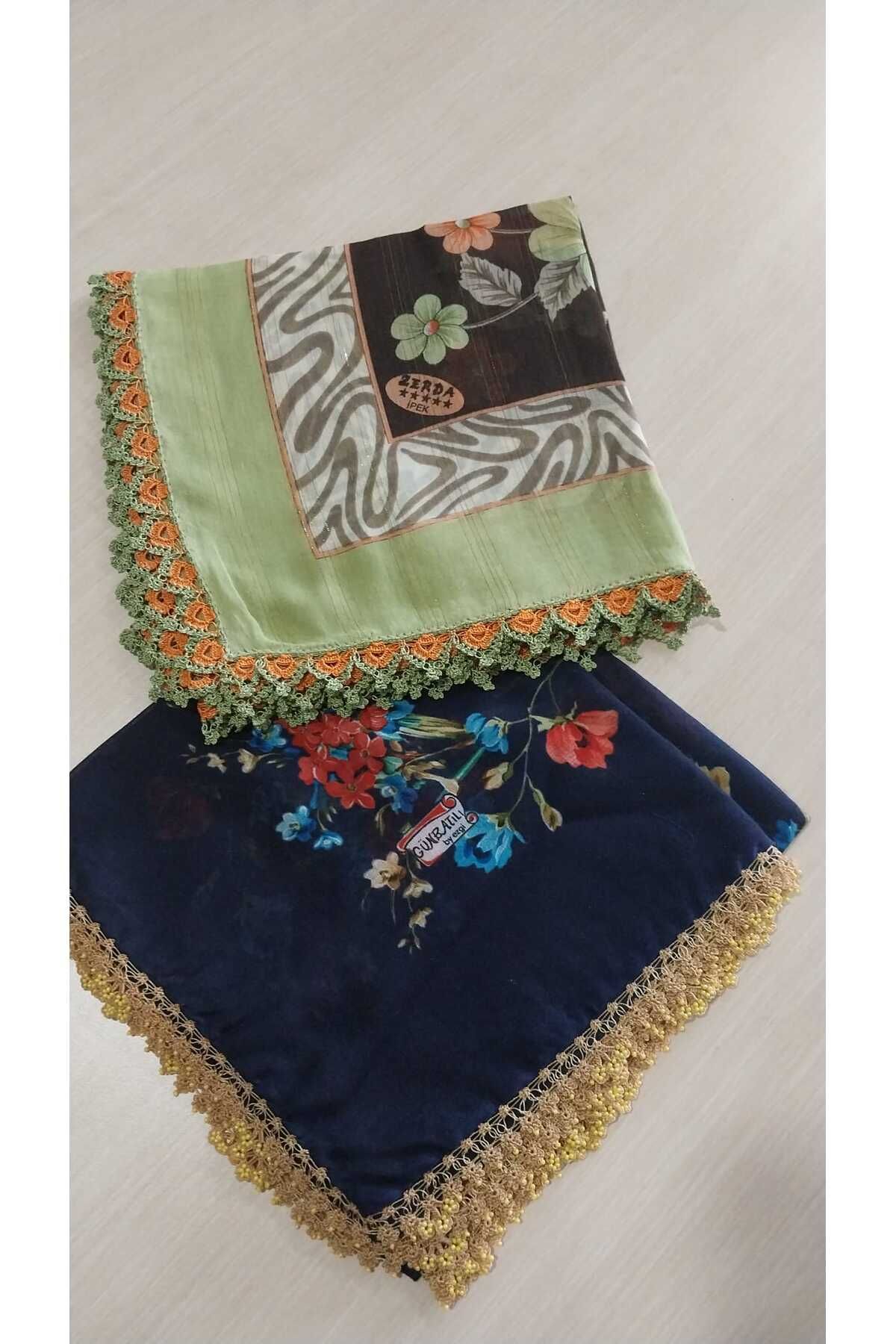 Papatyam El işi 2 Adet Tığ Oyalı Yazma/Tığ İşi Yazma/Vintage/Çeyizlik Yemeni/100x100/Yarı Polyester