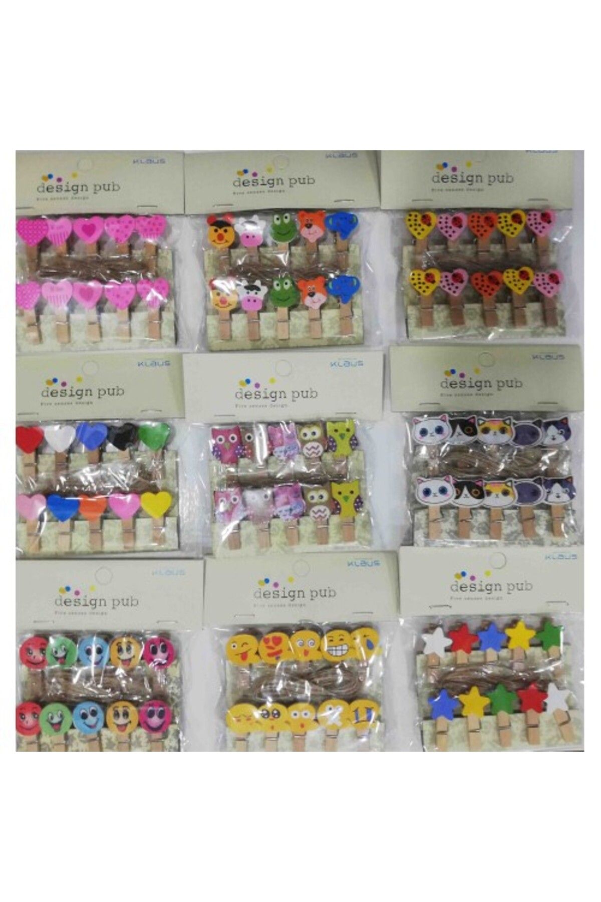 Shop58 10'lu Şekilli Ahşap Mandallar 3.5cm (10'lu Set-10 Paket)