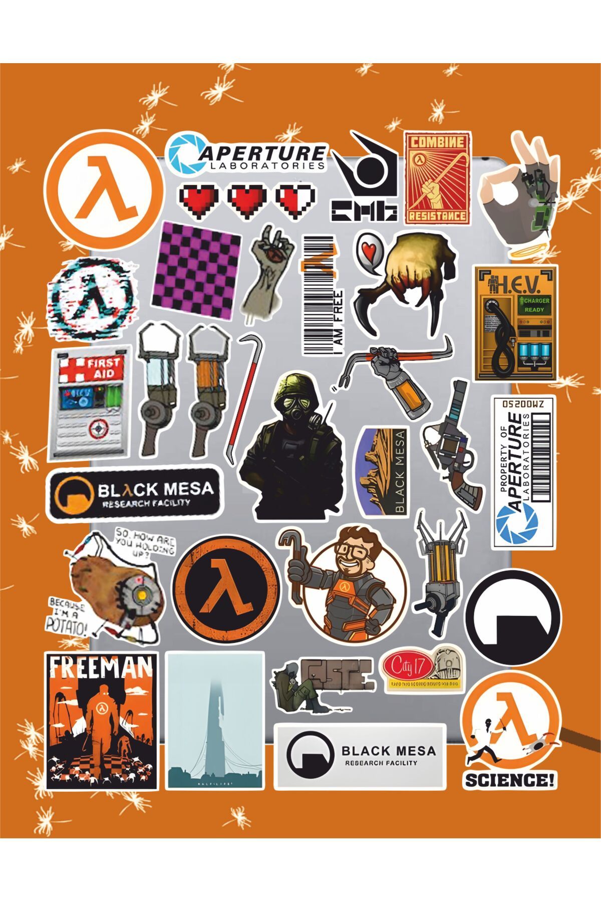 hediyenebak Half-Life Sticker Seti | Laptop Ajanda PC Tablet Telefon Defter Etiket Bullet Journal