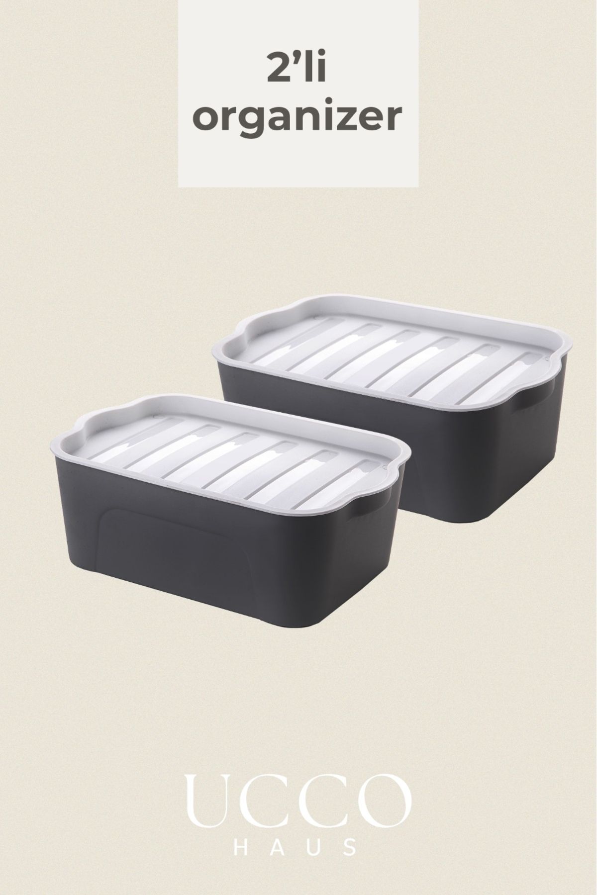 UCCO 2’li Kapaklı Organizer Kutu Saklama Kabı Seti – 2x2 Litre – BPA Free – Buzdolabı Düzenleyici