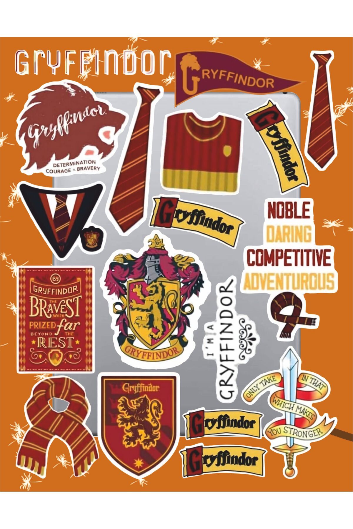 hediyenebak Harry Potter Gryffindor Seri 2 Sticker Seti | Laptop Ajanda PC Tablet Telefon Etiket Bullet Journal