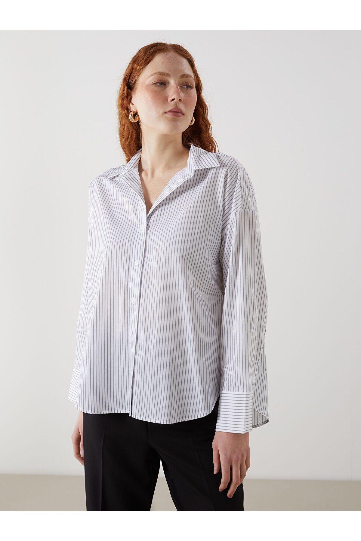 LC Waikiki Çizgili Oversize Kadın Gömlek