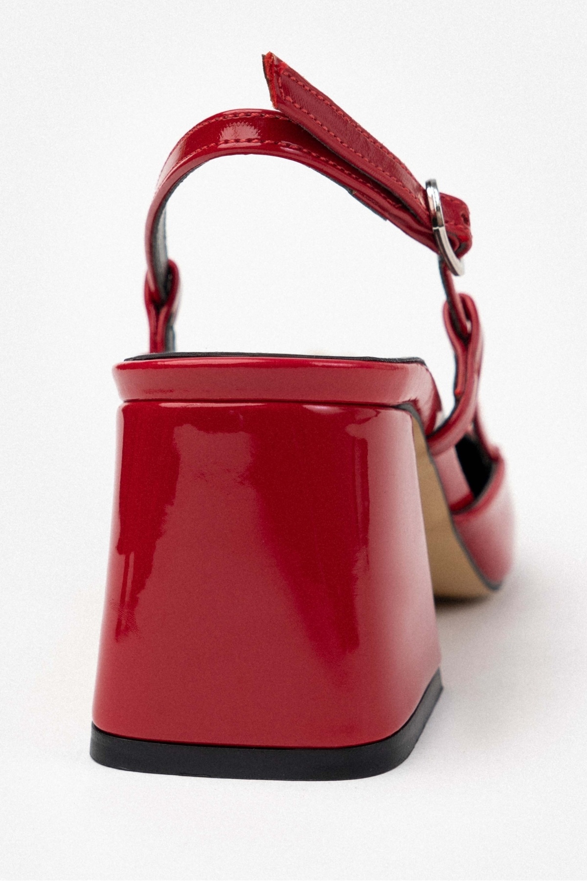 NİŞANTAŞI SHOES-Octavia Red Patent Leather Accessory Detailed Ankle Strap Women's Heeled Shoes 7
