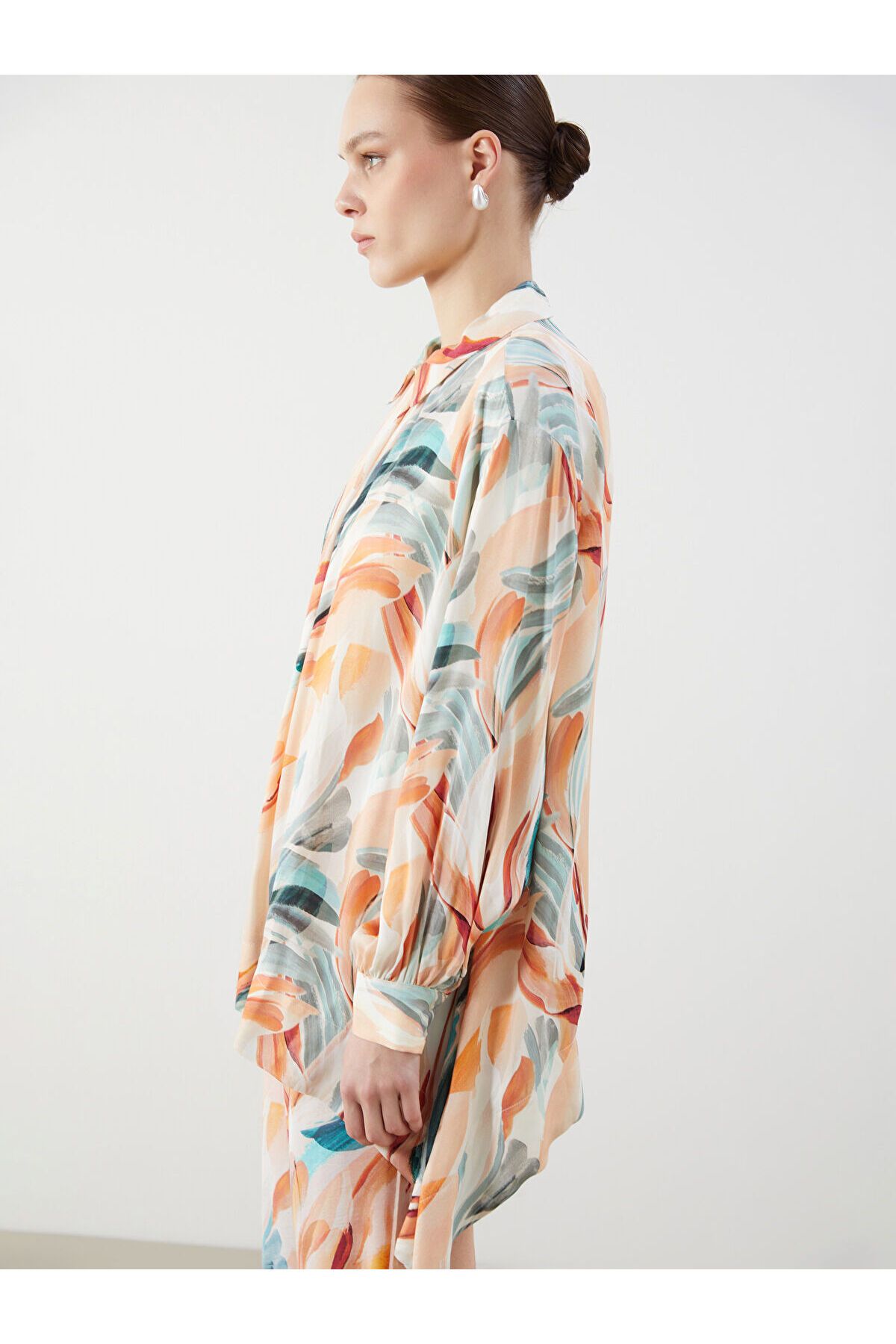 LC Waikiki Desenli Oversize Kadın Gömlek Tunik