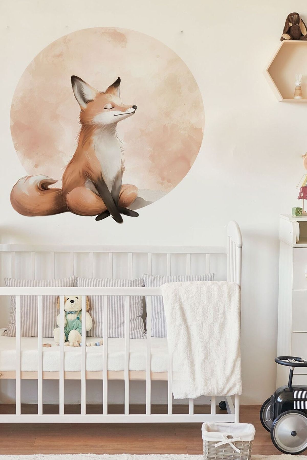KT Decor Meditasyon Yoga Sevimli Hayvanlar Dairesel Duvar Sticker