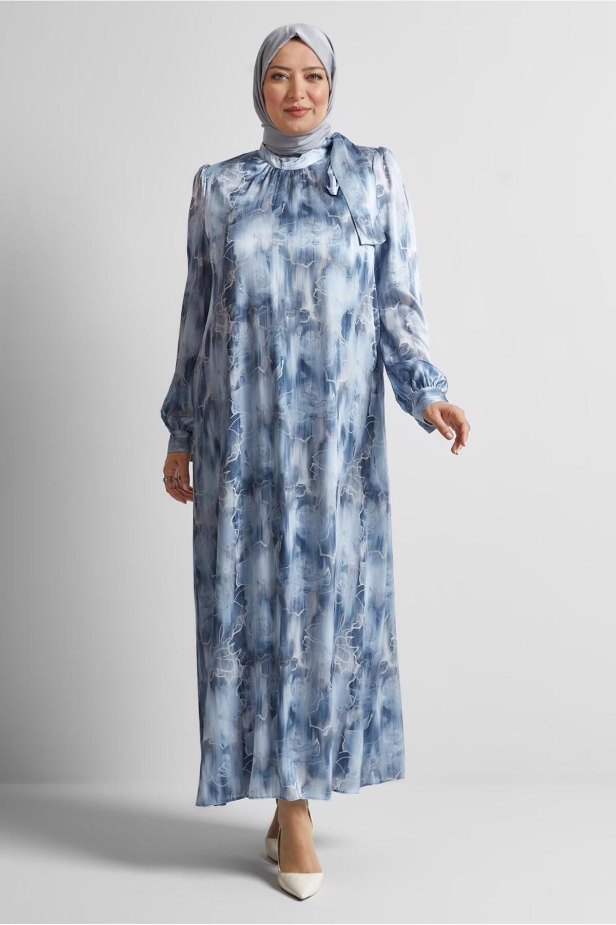 Alvina DESENLİ SATEN ELBİSE 20725