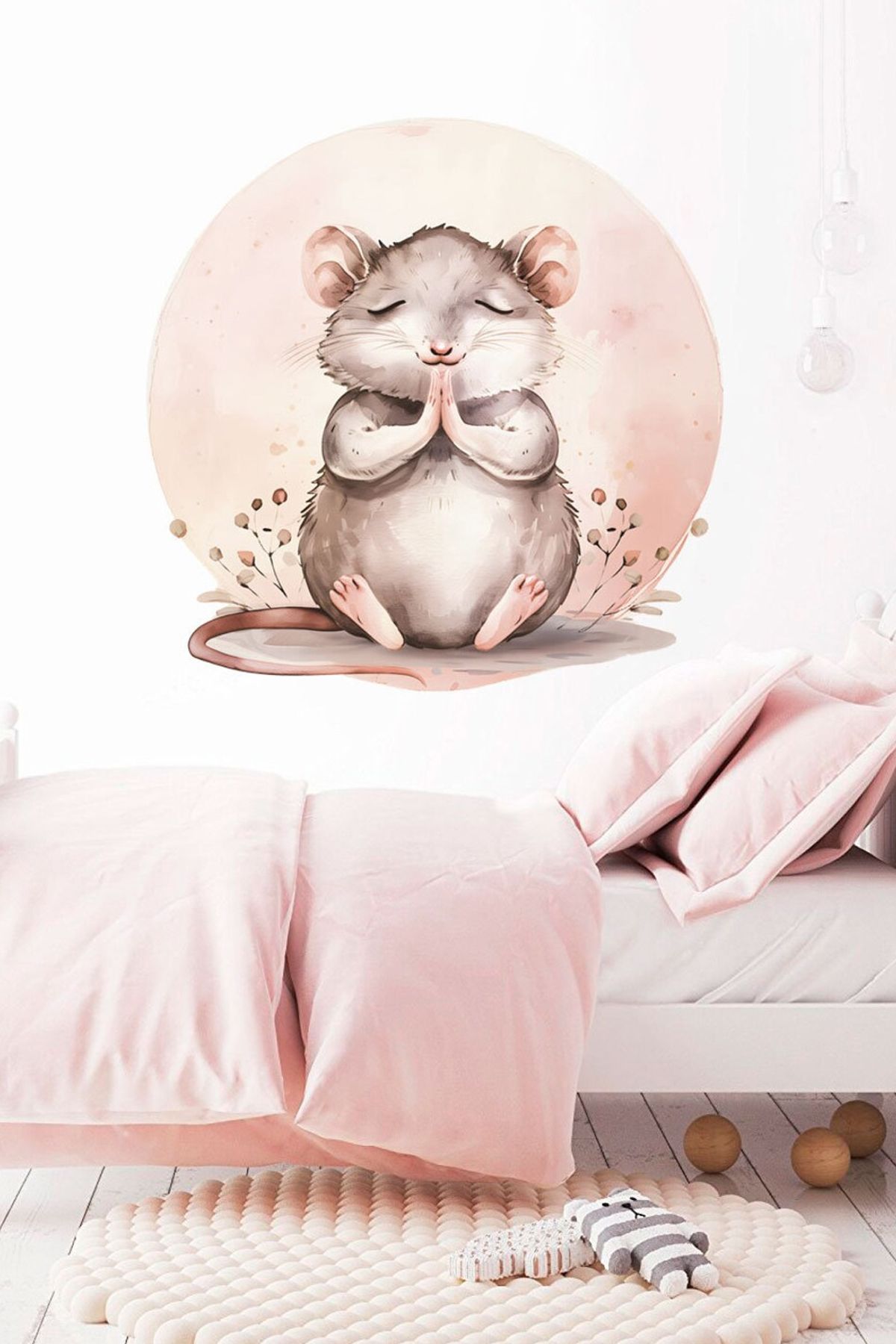 KT Decor Meditasyon Yoga Sevimli Hayvanlar Dairesel Duvar Sticker