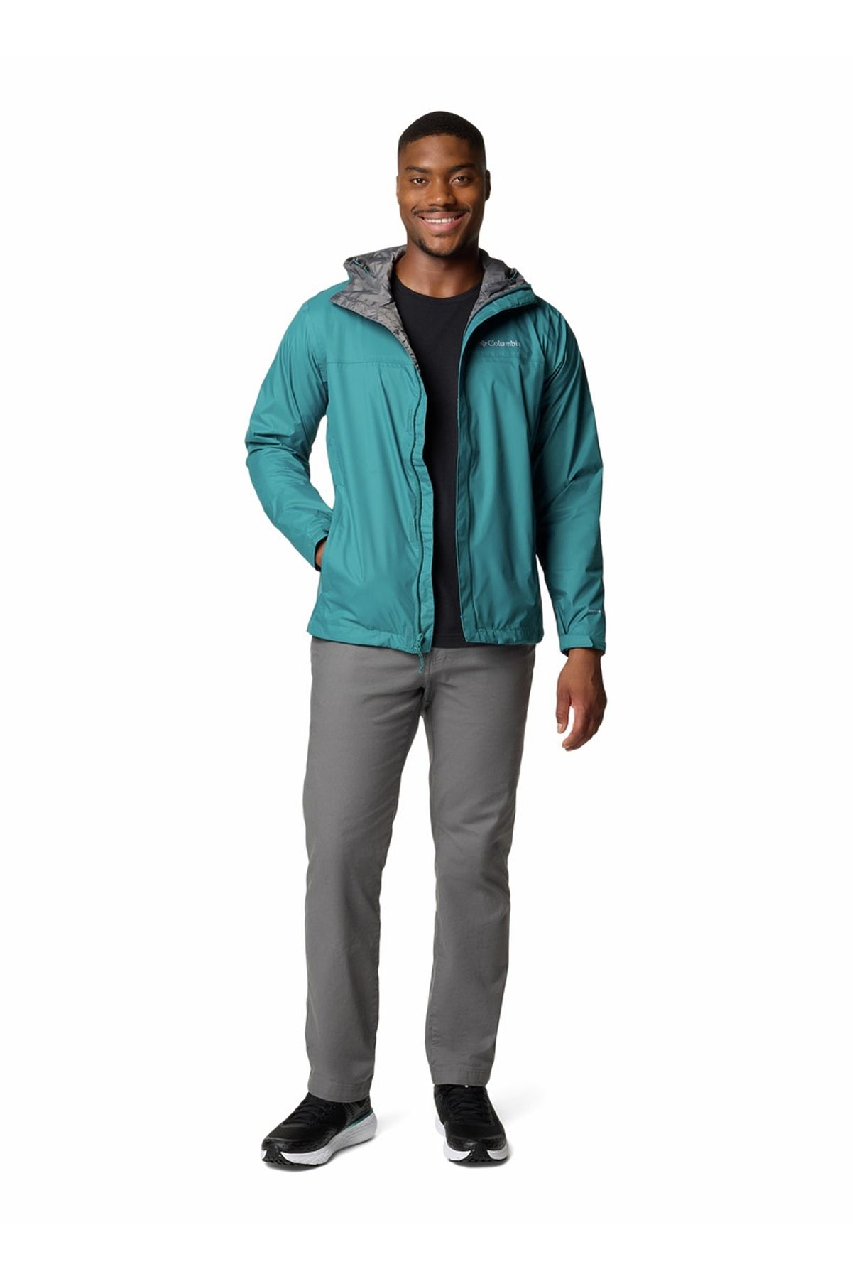 Columbia 1533891364RM2433 Turkuaz Kapüşon Yaka Normal Düz Erkek Yağmurluk