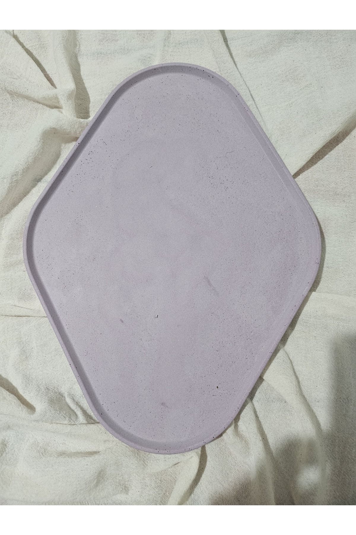 Decolyra Taş Tozu El Yapımı Nişanlık Sunumluk ve Mumluk Oval Dörtgen Tepsi – Şık Dekoratif Tasarım (30x23 cm)